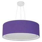 Lustre Pendente Cilíndrico Duplo Md-4126 Cúpula em Tecido 80x30cm Roxo - Bivolt