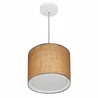 Lustre Pendente Cilíndrico Duplo Md-4284 Cúpula em Tecido 30x30cm Palha - Bivolt - Vivare