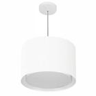 Lustre Pendente Cilíndrico Duplo Md-4286 Cúpula em Tecido 40x30cm Branco - Bivolt