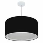 Lustre Pendente Cilíndrico Duplo Md-4289 Cúpula em Tecido 55x30cm Preto - Bivolt