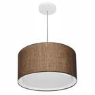 Lustre Pendente Cilíndrico Duplo Md-4290 Cúpula em Tecido 40x25cm Café - Bivolt