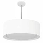 Lustre Pendente Cilíndrico Duplo Md-4297 Cúpula em Tecido 60x25cm Branco - Bivolt