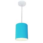 Lustre Pendente Cilíndrico Md-4012 Cúpula em Tecido 18x25cm Azul Turquesa - Bivolt