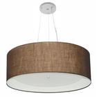 Lustre Pendente Cilíndrico Md-4013 Cúpula em Tecido 60x25cm Café / Branco - Bivolt