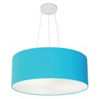 Lustre Pendente Cilíndrico Md-4047 Cúpula em Tecido 50x21cm Azul Turquesa - Bivolt