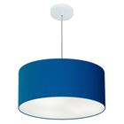 Lustre Pendente Cilíndrico Md-4100 Cúpula em Tecido 50x25cm Azul Marinho - Bivolt