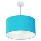 Lustre Pendente Cilíndrico Md-4101 Cúpula em Tecido 60x30cm Azul Turquesa - Bivolt