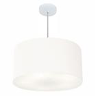 Lustre Pendente Cilíndrico Md-4101 Cúpula em Tecido 60x30cm Branco - Bivolt