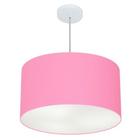 Lustre Pendente Cilíndrico Md-4101 Cúpula em Tecido 60x30cm Rosa Bebê - Bivolt