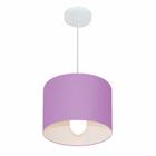 Lustre Pendente Cilíndrico Md-4113 Cúpula em Tecido 30x25cm Lilás - Bivolt