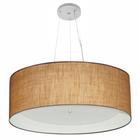 Lustre Pendente Cilíndrico Md-4142 Cúpula em Tecido 80x30cm Palha / Branco - Bivolt