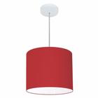 Lustre Pendente Cilíndrico Md-4143 Cúpula em Tecido 35x25cm Bordo - Bivolt