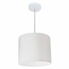 Lustre Pendente Cilíndrico Md-4143 Cúpula em Tecido 35x25cm Branco - Bivolt