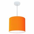 Lustre Pendente Cilíndrico Md-4143 Cúpula em Tecido 35x25cm Laranja - Bivolt