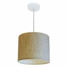 Lustre Pendente Cilíndrico Md-4143 Cúpula em Tecido 35x25cm Rustico Bege / Bege - Bivolt