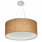 Lustre Pendente Cilíndrico Md-4145 Cúpula em Tecido 50x25cm Palha / Branco - Bivolt