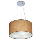 Lustre Pendente Cilíndrico Md-4182 Cúpula em Tecido 40x25cm Palha - Bivolt