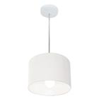 Lustre Pendente Cilíndrico Md-4201 Cúpula em Tecido 25x25cm Branco - Bivolt - Vivare