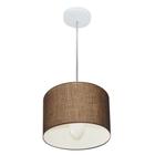 Lustre Pendente Cilíndrico Md-4201 Cúpula em Tecido 25x25cm Café - Bivolt