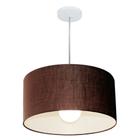 Lustre Pendente Cilíndrico Md-4203 Cúpula em Tecido 45x21cm Café - Bivolt