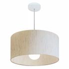 Lustre Pendente Cilíndrico Md-4206 Cúpula em Tecido 50x25cm Linho Bege - Bivolt