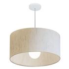 Lustre Pendente Cilíndrico Md-4207 Cúpula em Tecido 55x25cm Linho Bege - Bivolt