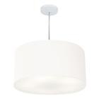 Lustre Pendente Cilíndrico Md-4215 Cúpula em Tecido 55x30cm Branco - Bivolt - Vivare