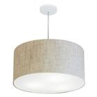 Lustre Pendente Cilíndrico Md-4215 Cúpula em Tecido 55x30cm Linho Bege - Bivolt - Vivare