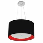 Lustre Pendente Cilíndrico Md-4319 Cúpula em Tecido 40x25cm Preto / Vermelho - Bivolt