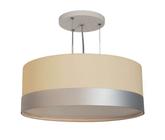 Lustre Pendente Com Cúpula Cru 50x15cm Detalhe Cor Prata - Tom Luz