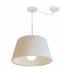 Lustre Pendente Cone Com Desvio Linho Bege MJ-4273 Para Mesa de Jantar e Estar - Vivare