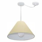 Lustre Pendente Cone Com Desvio Md-4272 Cúpula Tec 25/15x40cm Algodão Crú - Bivolt