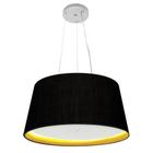 Lustre Pendente Cone Md-4144 Cúpula em Tecido 25x50x40cm Preto / Amarelo - Bivolt