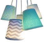 Lustre Pendente Crie Casa Chevron Cinza e Verde Água