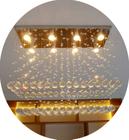 Lustre Pendente Cristal Acrílico Moderno Luxuoso Vai Montado, Base Inox 67x20cm