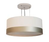 Lustre Pendente Cúpula Branco com Detalhe Bronze 50x15