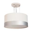 Lustre Pendente Cúpula Branco Com Detalhe Prata 30x15 2-e27 - Tom Luz