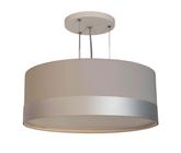 Lustre Pendente Cúpula Cinza Com Detalhe Prata 50X15 3-E27