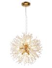 Lustre Pendente Dourado Flor Dente de Leão 40cm Redondo Cristais G9 Moderno Ninho Bivolt 127V 220V Para Sala Mesa Jantar Quarto Closet