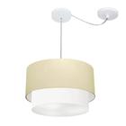 Lustre Pendente Duplo Cilíndrico Com Desvio de Centro Vivare Md-4359 Cúpula em Tecido 40x35cm - Bivolt - LUSTRES VIVARE