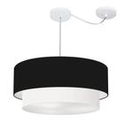 Lustre Pendente Duplo Cilíndrico Com Desvio de Centro Vivare Md-4368 Cúpula em Tecido 60x50cm - Bivolt - LUSTRES VIVARE