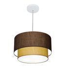 Lustre Pendente Duplo Cilíndrico Vivare Md-4159 Cúpula em Tecido 40x35cm - Bivolt