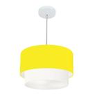 Lustre Pendente Duplo Cilíndrico Vivare Md-4160 Cúpula Tecido 40x35cm - Bivolt