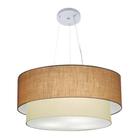 Lustre Pendente Duplo Cilíndrico Vivare Md-4179 Cúpula em Tecido 70x60cm - Bivolt