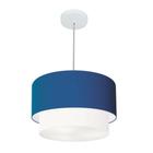 Lustre Pendente Duplo Cilíndrico Vivare Md-4354 Cúpula Tecido 45x40cm - Bivolt