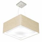 Lustre Pendente Duplo Quadrado Md-4127 Cúpula em Tecido 25/50x50cm Rustico Bege - Bivolt