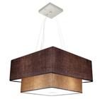 Lustre Pendente Duplo Quadrado Vivare Md-4346 Cúpula em Tecido 70x60cm - Bivolt