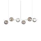 Lustre Pendente Figo BRANCO - 6 Globos Esfera de Vidro Fume - Trybo Design