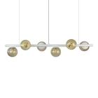 Lustre Pendente Figo BRANCO - 6 Globos Esfera Vidro Âmbar