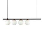 Lustre Pendente Figo com 4 Globos Esfera de Vidro - Preto/Cobre